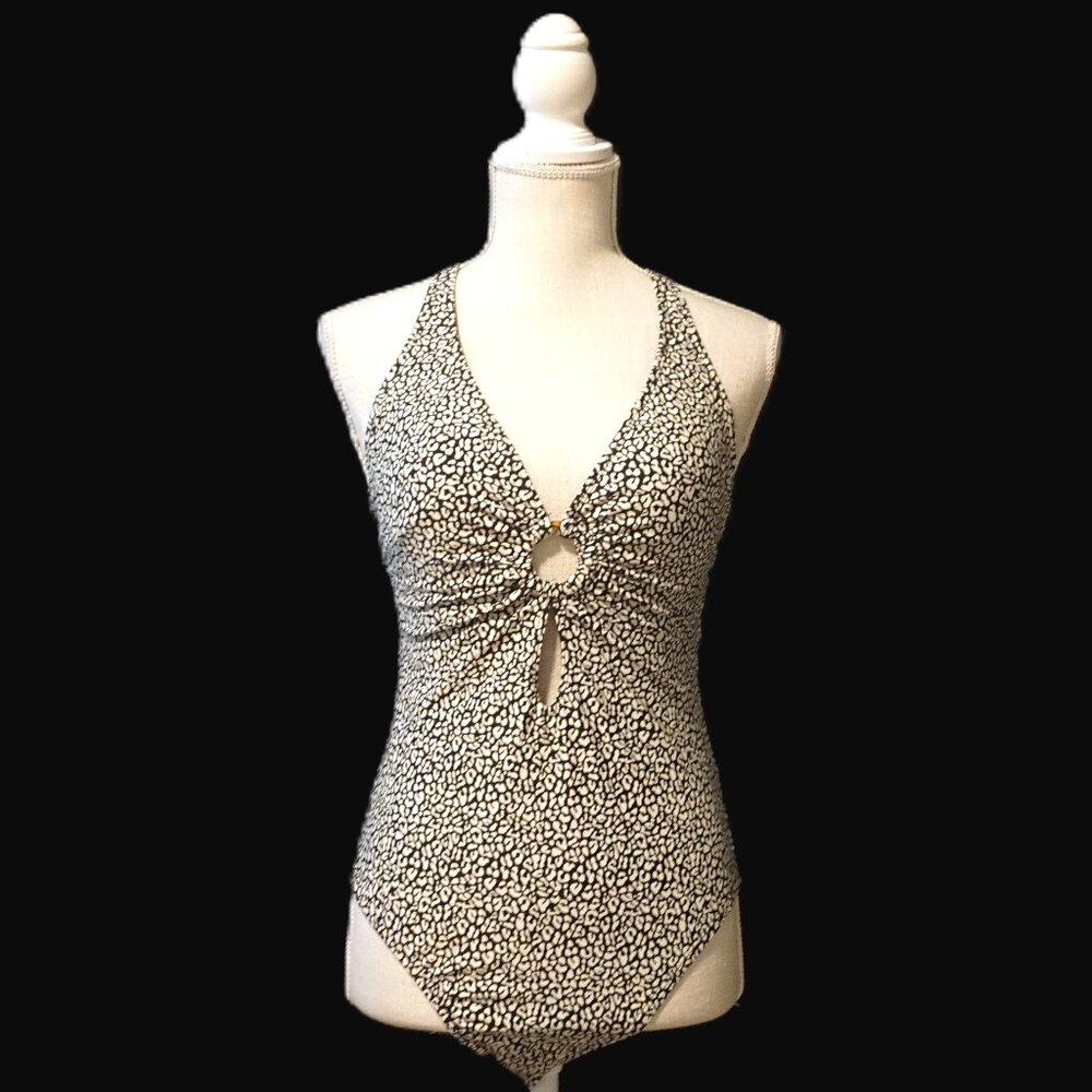 Bleu Rod Beattie Black & Ivory Animal Print One Piece Swimsuit Women’s Size 10